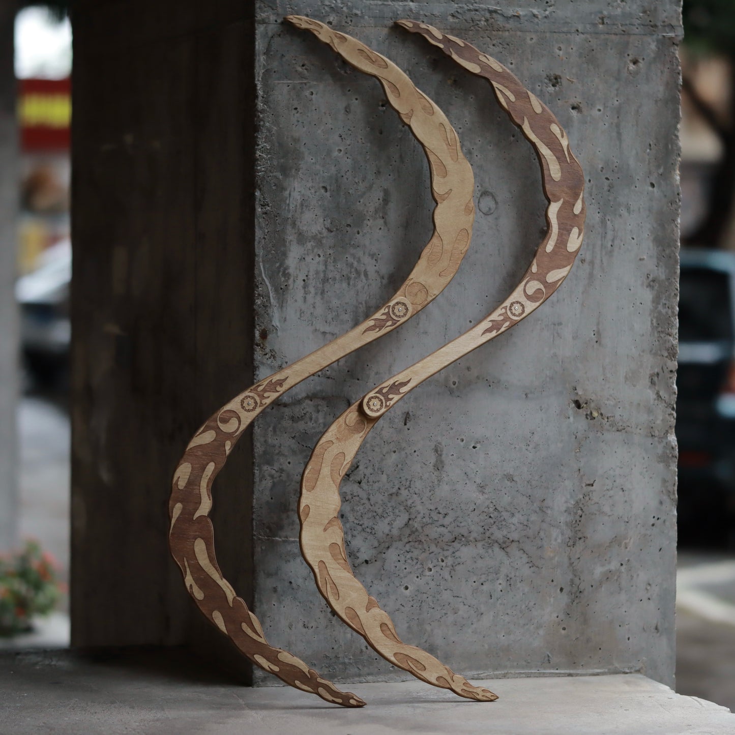 Ember Buugeng — Laser-Engraved Wooden Flow Props (Pair)